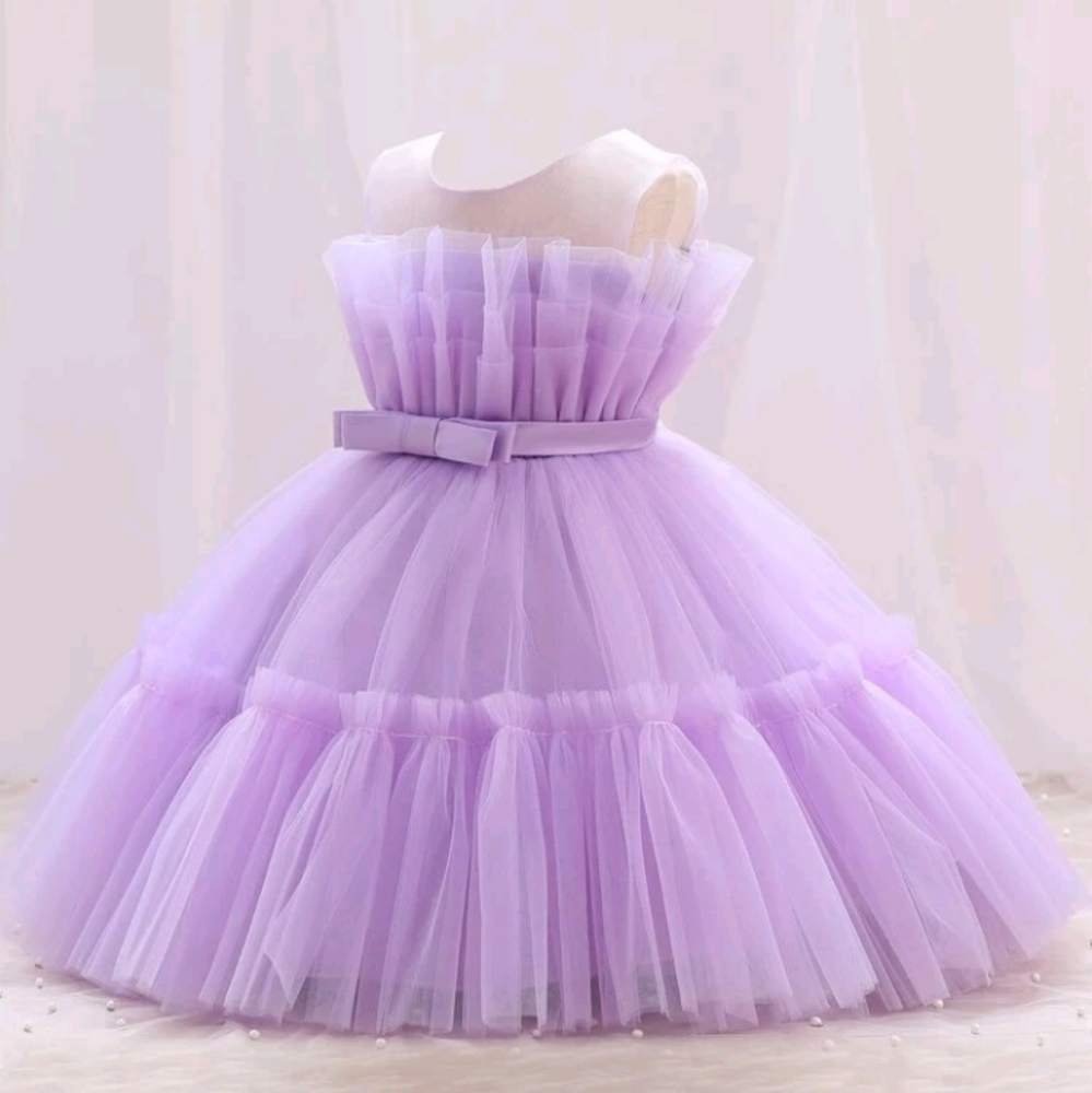Boutique Toddler Ruffled Mesh Gown Party Dress